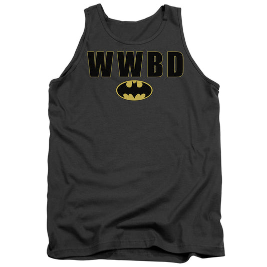 Batman Wwbd Logo Mens Tank Top Shirt Charcoal