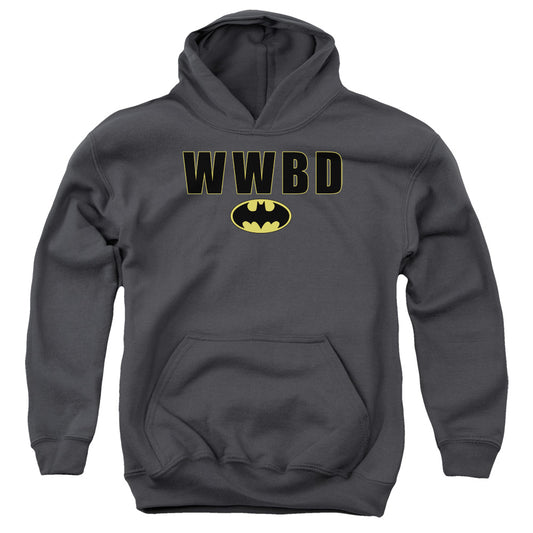 Batman Wwbd Logo Kids Youth Hoodie Charcoal