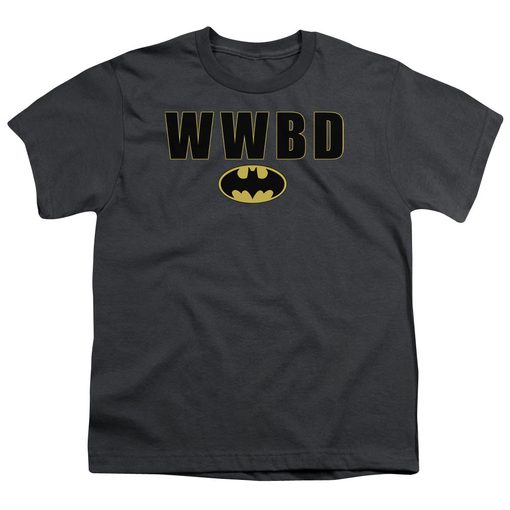 Batman Wwbd Logo Kids Youth T Shirt Charcoal