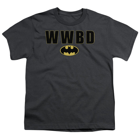 Batman Wwbd Logo Kids Youth T Shirt Charcoal