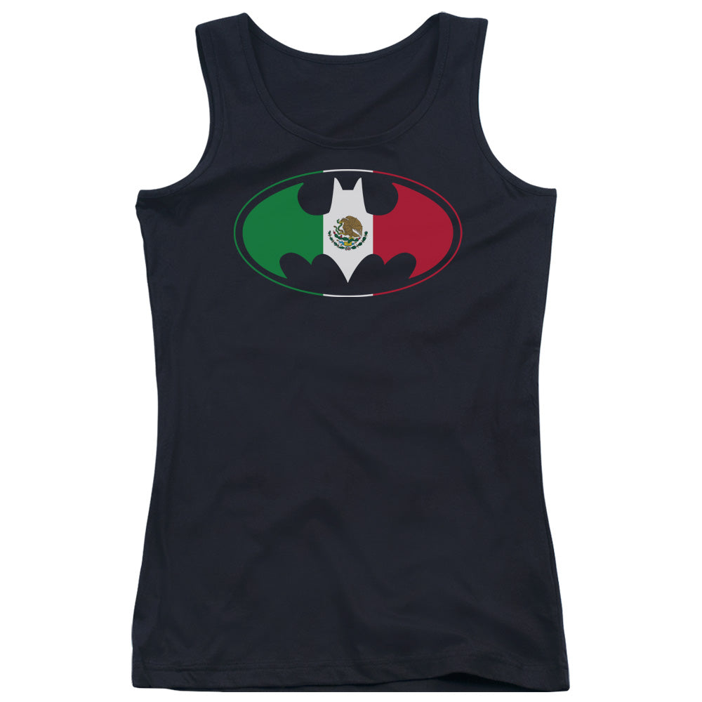 Batman Mexican Flag Shield Womens Tank Top Shirt Black