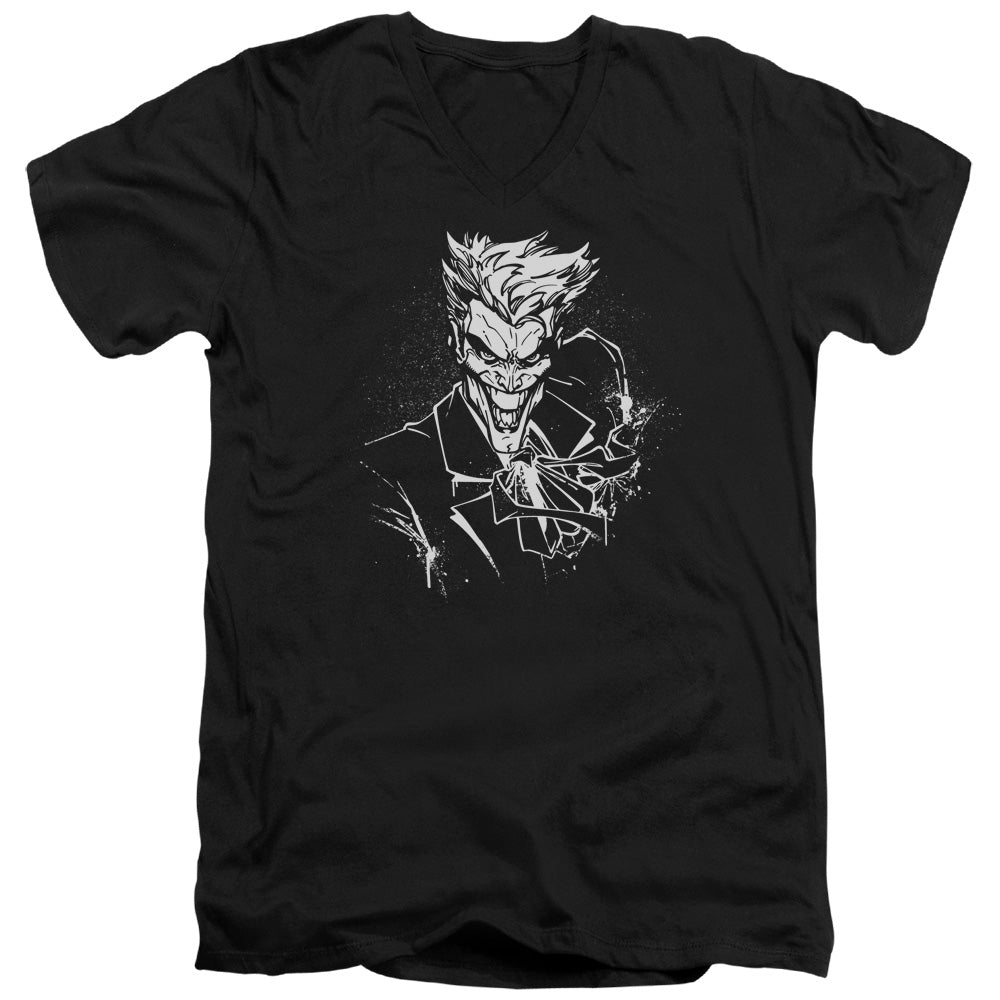 Batman Jokers Splater Ile Mens Slim Fit V Neck T Shirt Black
