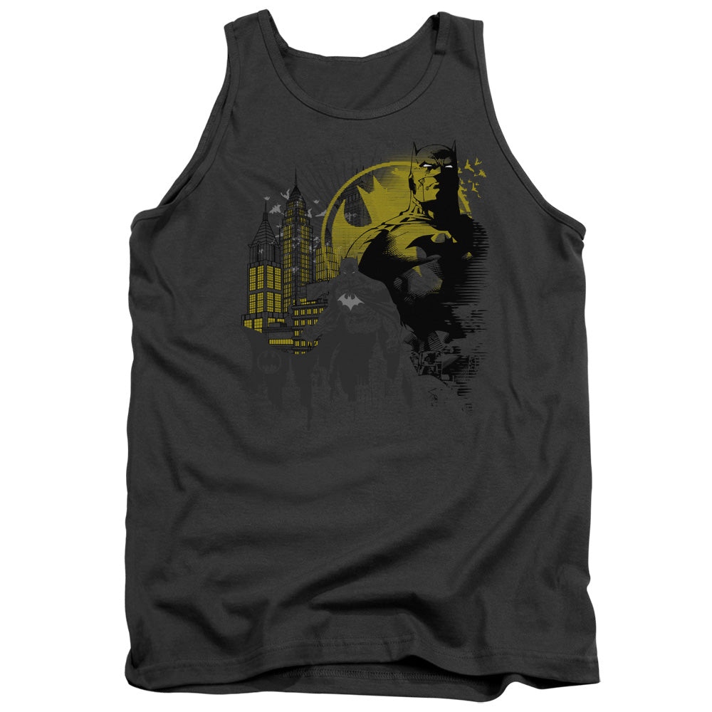 Batman The Dark City Mens Tank Top Shirt Charcoal