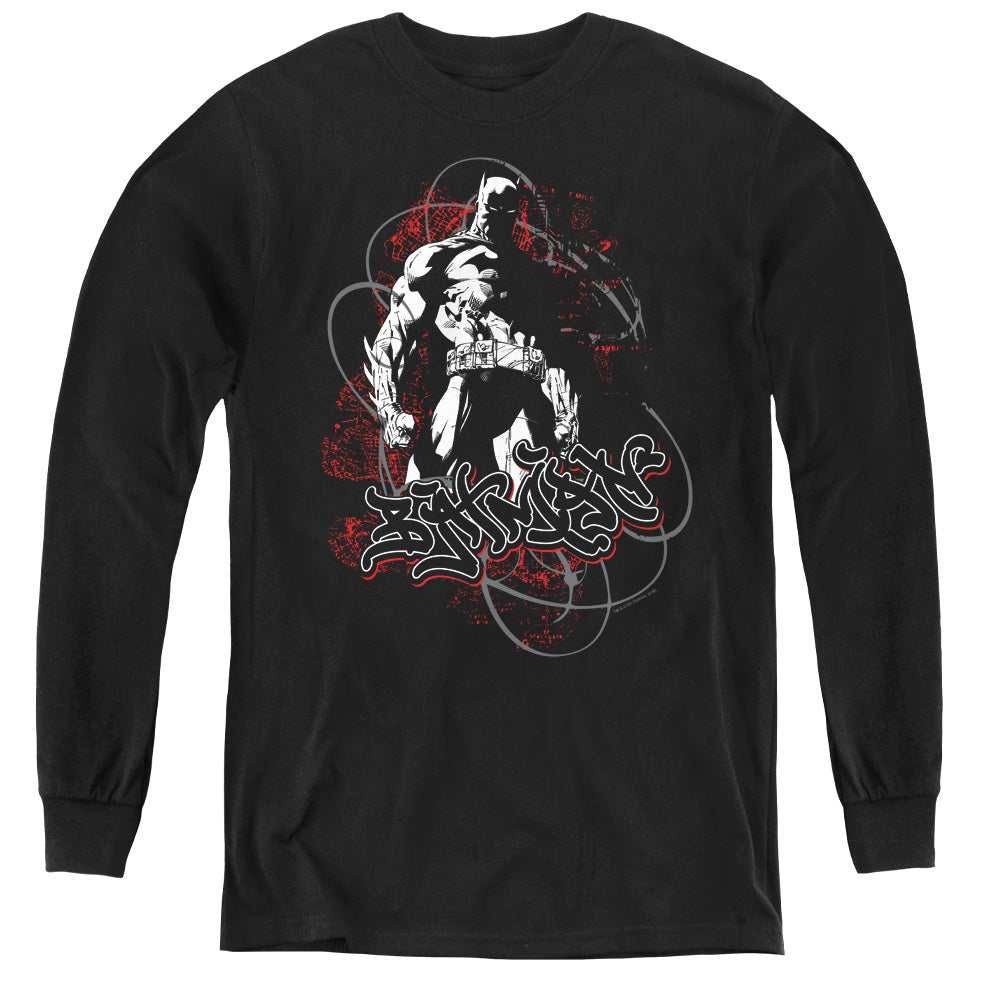 Batman Urban Gotham Long Sleeve Kids Youth T Shirt Black