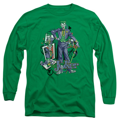 Batman Wild Cards Mens Long Sleeve Shirt Kelly Green