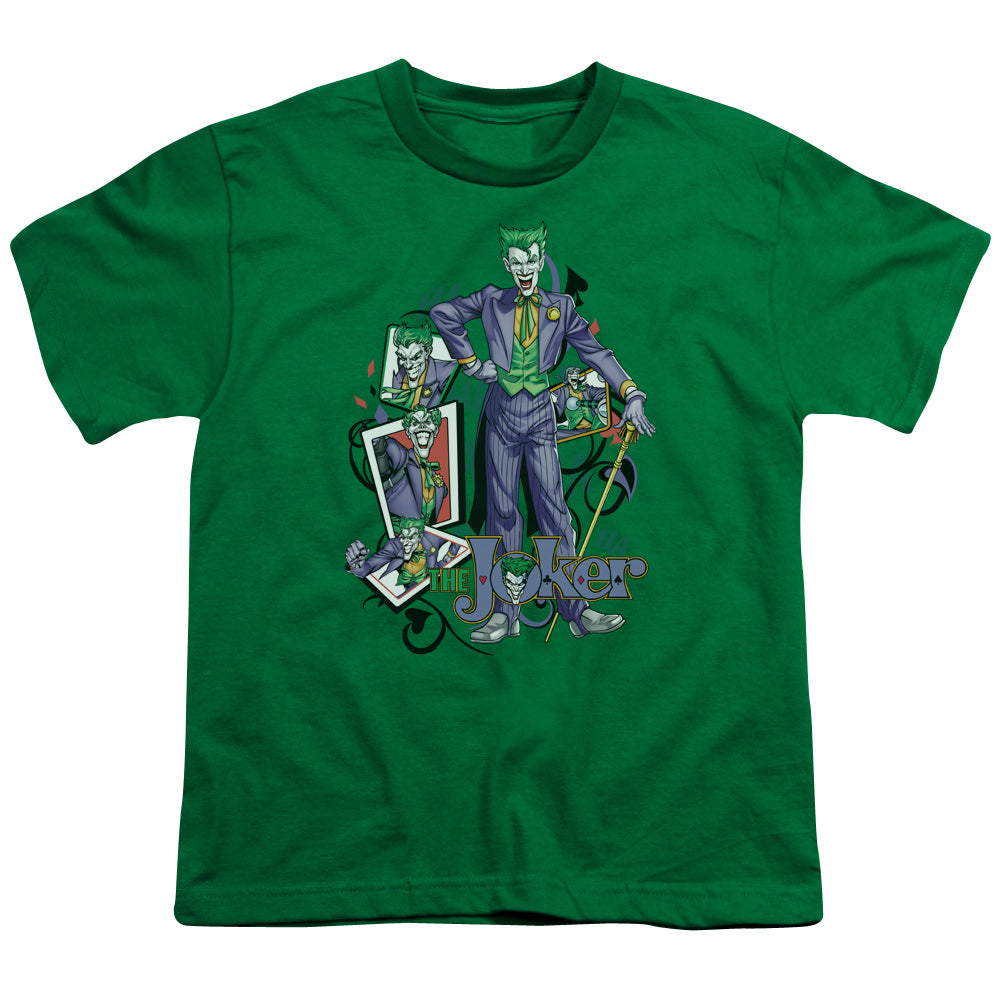 Batman Wild Cards Kids Youth T Shirt Kelly Green