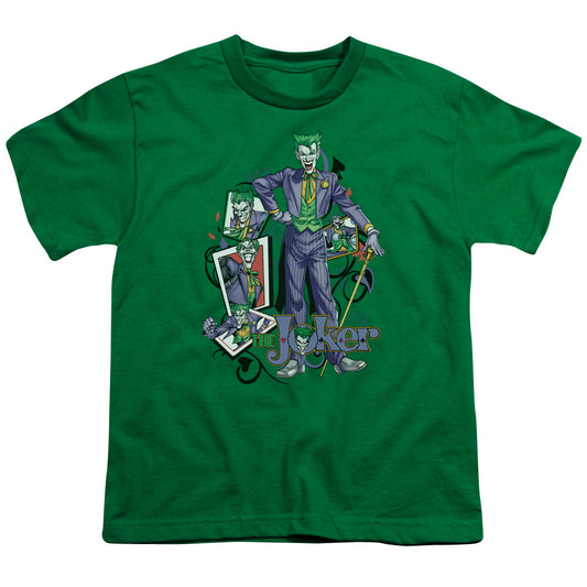 Batman Wild Cards Kids Youth T Shirt Kelly Green
