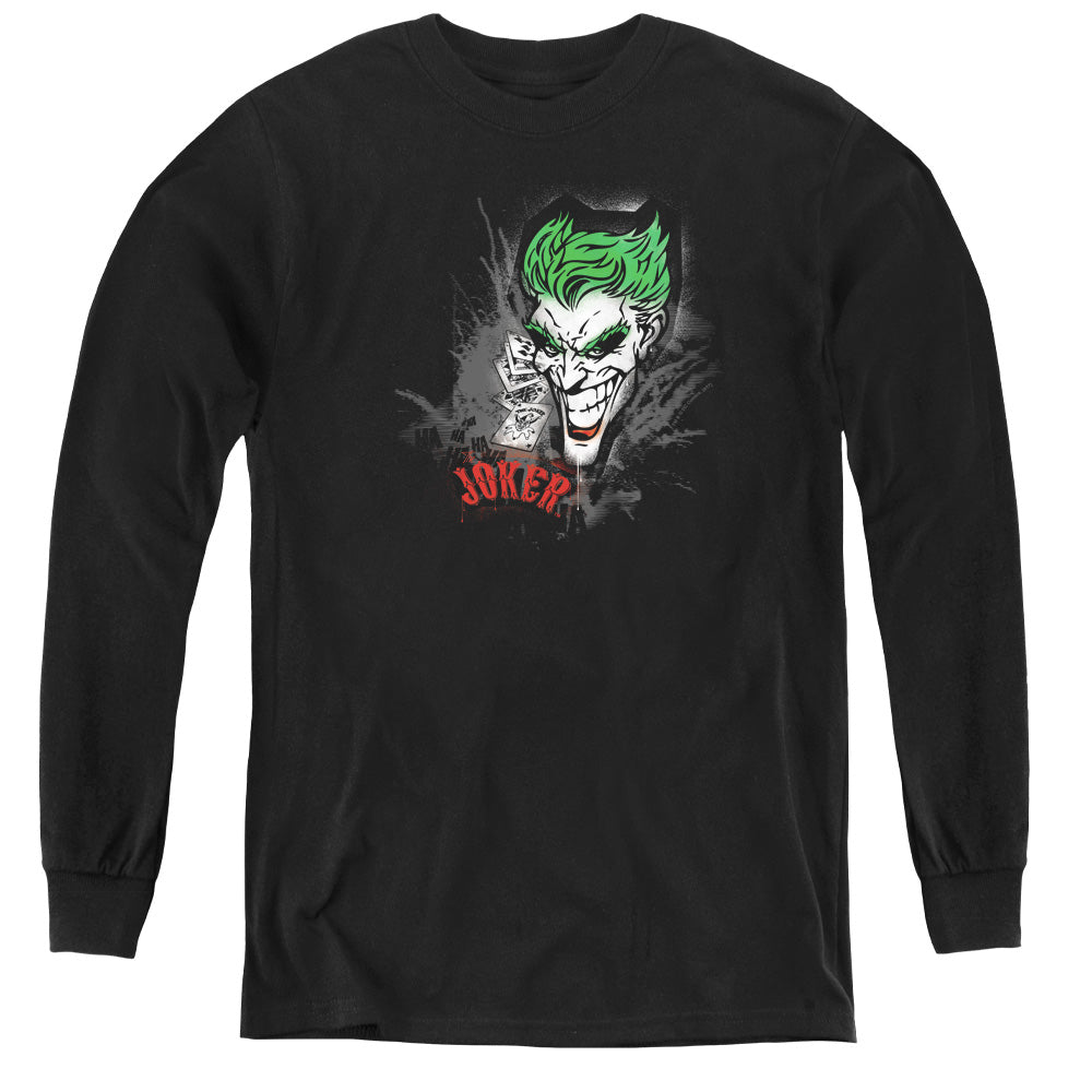 Batman Joker Sprays The City Long Sleeve Kids Youth T Shirt Black