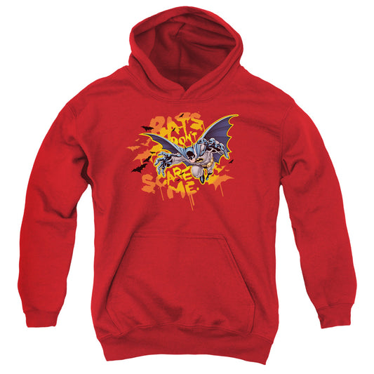 Batman Bats Dont Scare Me Kids Youth Hoodie Red
