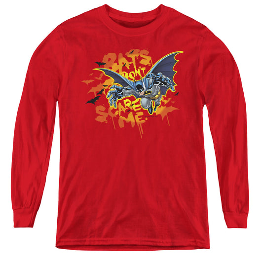 Batman Bats Dont Scare Me Long Sleeve Kids Youth T Shirt Red