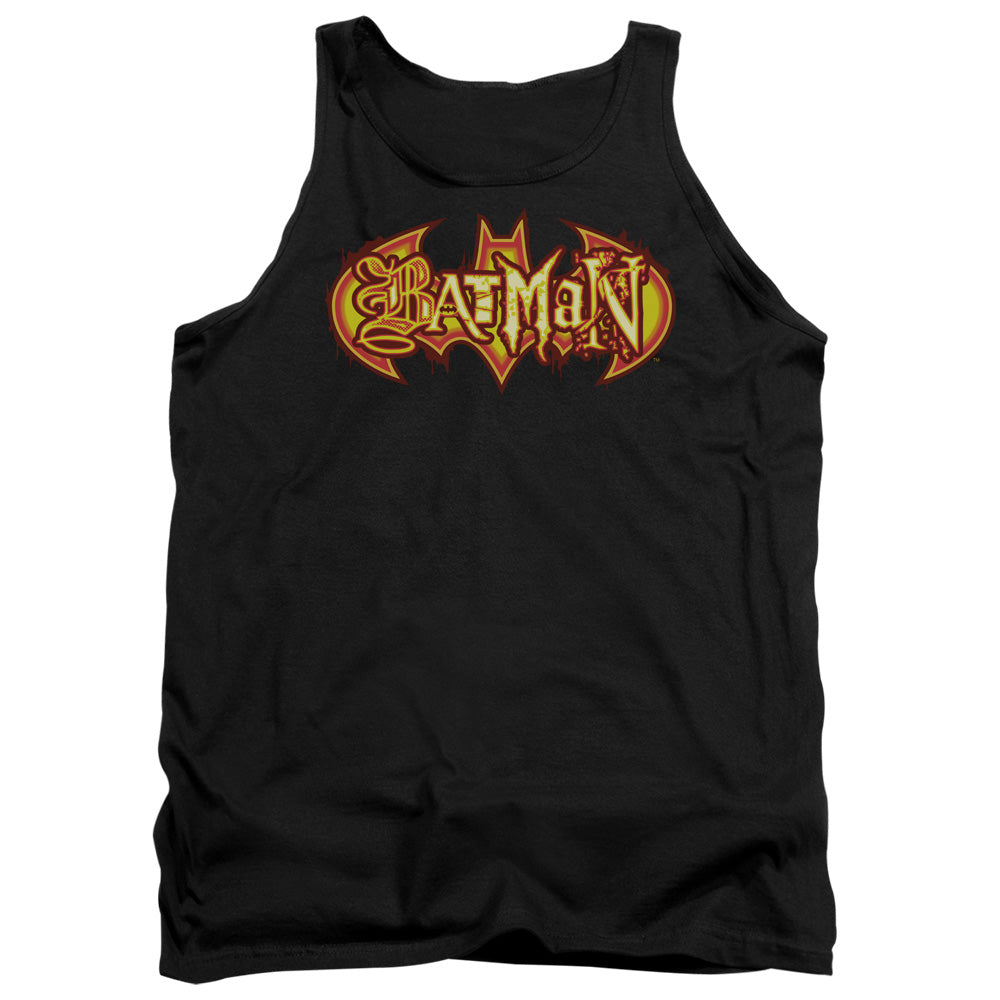 Batman Fiery Shield Mens Tank Top Shirt Black