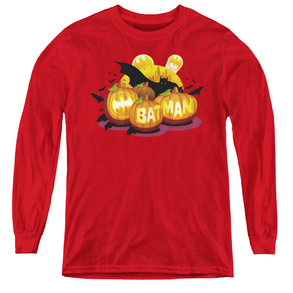 Batman Bat O Lanterns Long Sleeve Kids Youth T Shirt Red