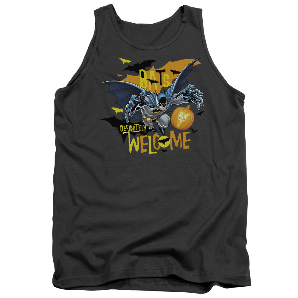 Batman Bats Welcome Mens Tank Top Shirt Charcoal