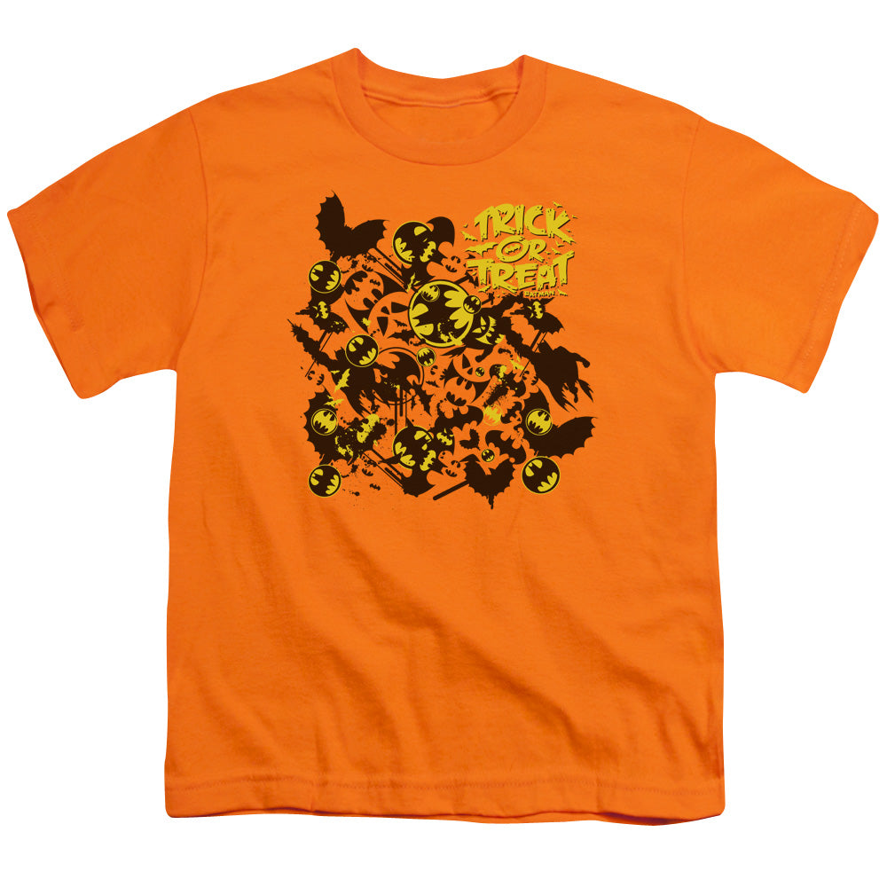 Batman Trick Or Treat Collage Kids Youth T Shirt Orange