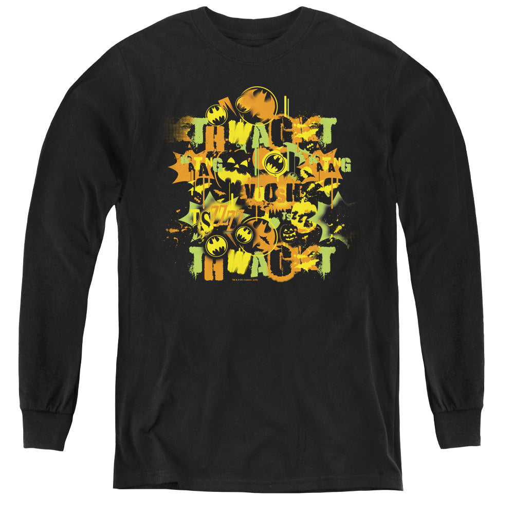 Batman Halloween Knight Sounds Long Sleeve Kids Youth T Shirt Black