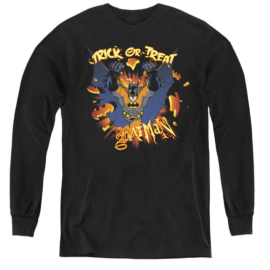 Batman Pumpkin Burst Long Sleeve Kids Youth T Shirt Black
