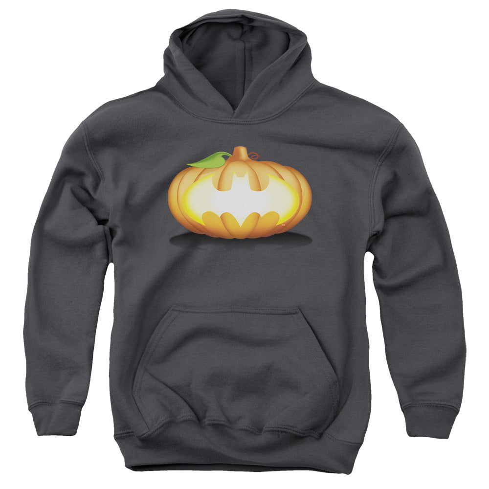 Batman Bat Pumpkin Logo Kids Youth Hoodie Charcoal