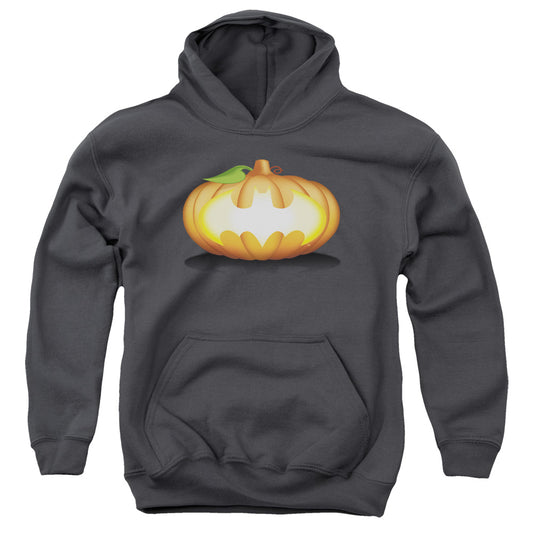 Batman Bat Pumpkin Logo Kids Youth Hoodie Charcoal