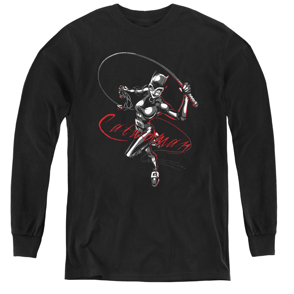 Batman Kiten With A Whip Long Sleeve Kids Youth T Shirt Black