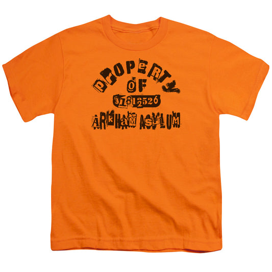 Batman Property Of Arkham Kids Youth T Shirt Orange