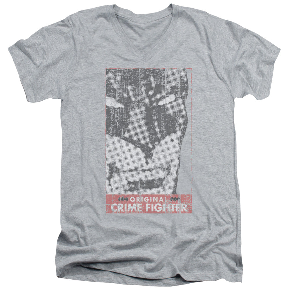 Batman Orginal Crime Fighter Mens Slim Fit V Neck T Shirt Athletic Heather