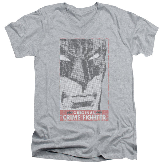 Batman Orginal Crime Fighter Mens Slim Fit V Neck T Shirt Athletic Heather