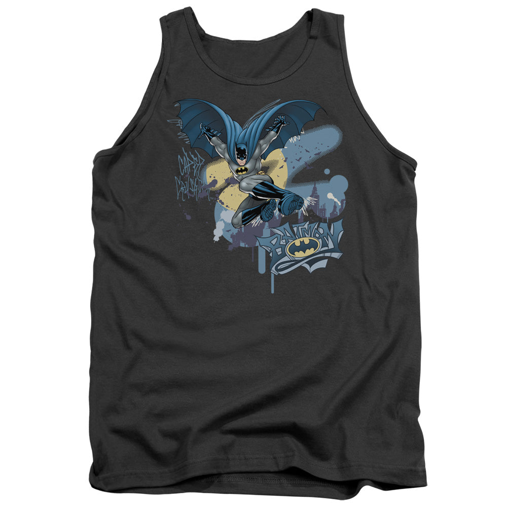 Batman Into The Night Mens Tank Top Shirt Charcoal