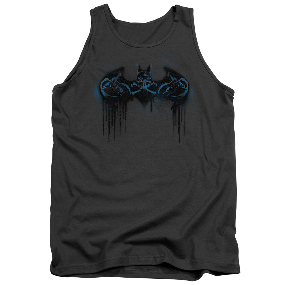 Batman Run Away Mens Tank Top Shirt Charcoal