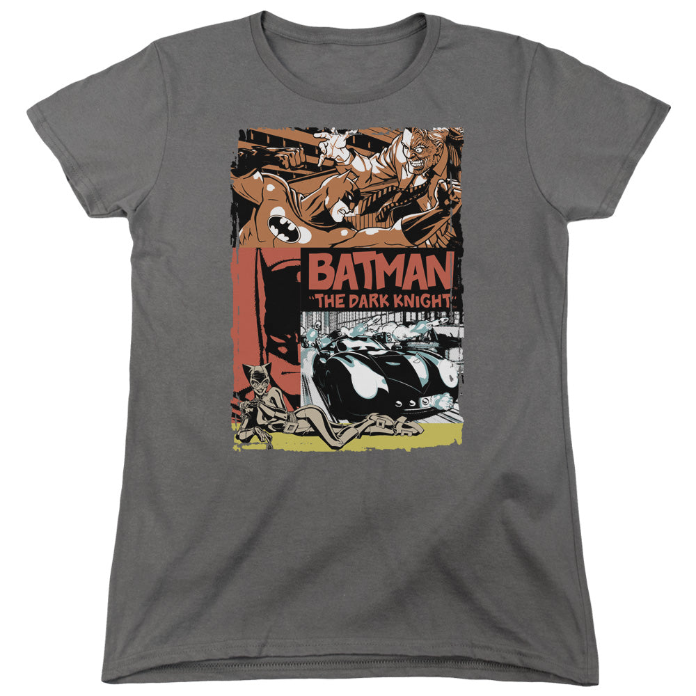 Batman Old Movie Poster Womens T Shirt Charcoal