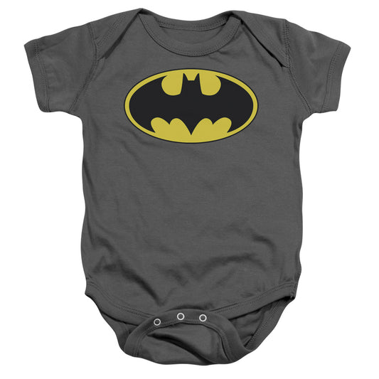 Batman Classic Bat Logo Infant Baby Snapsuit Charcoal 18mos