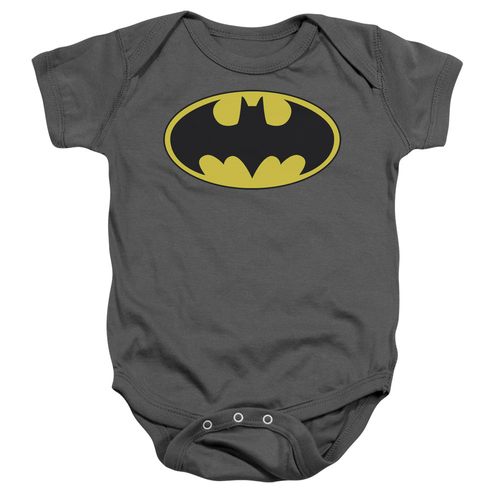 Batman Classic Bat Logo Infant Baby Snapsuit Charcoal 12mos