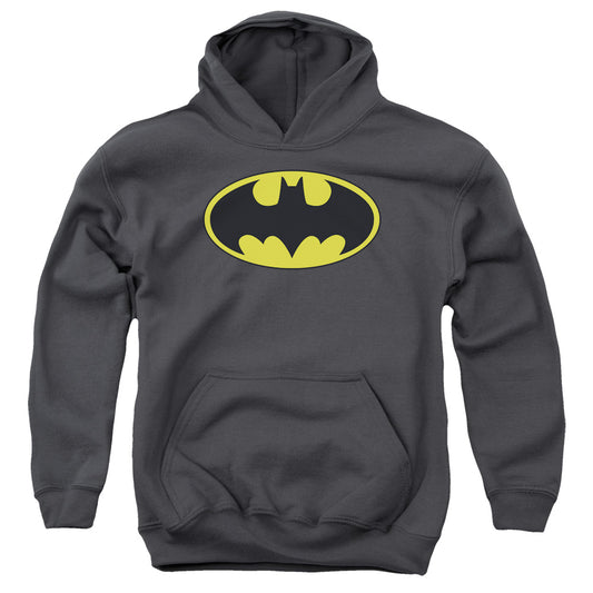 Batman Classic Bat Logo Kids Youth Hoodie Charcoal