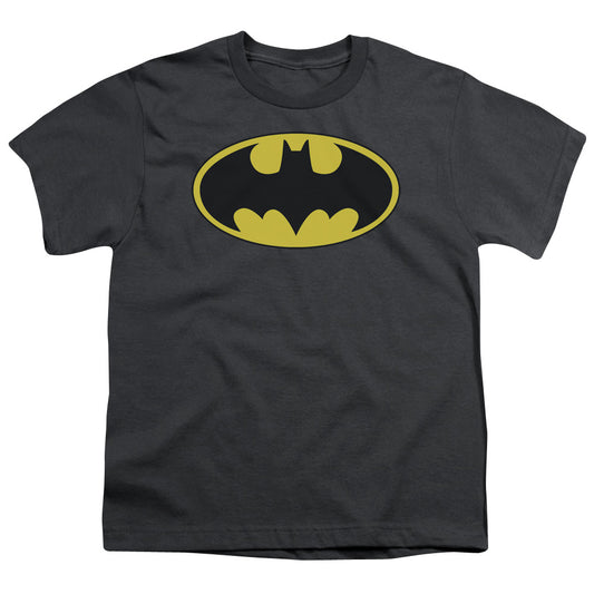 Batman Classic Bat Logo Kids Youth T Shirt Charcoal