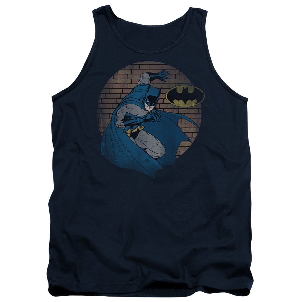 Batman In The Spotlight Mens Tank Top Shirt Navy Blue