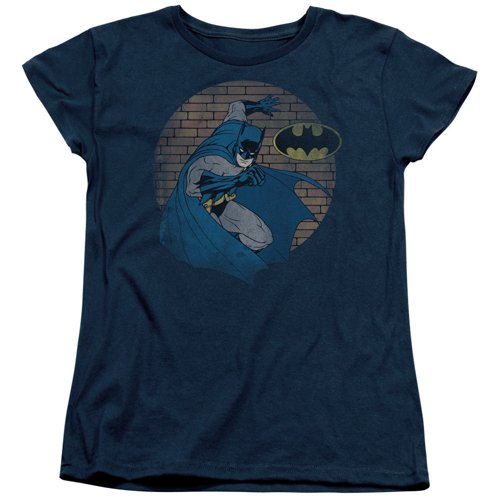 Batman In The Spotlight Womens T Shirt Navy Blue