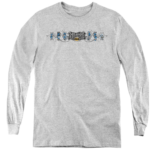 Batman Skateboard Bats Long Sleeve Kids Youth T Shirt Athletic Heather