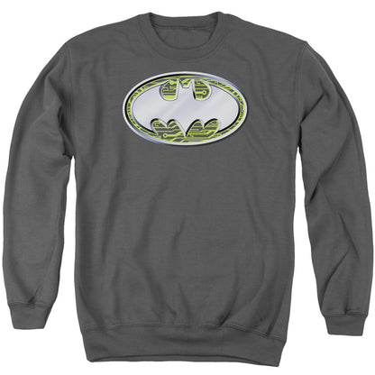 Batman Circuits Logo Mens Crewneck Sweatshirt Charcoal