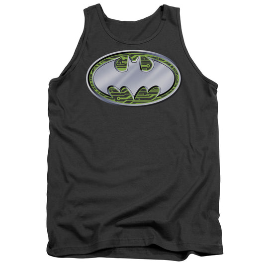 Batman Circuits Logo Mens Tank Top Shirt Charcoal