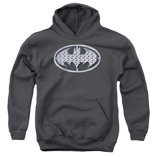 Batman Steel Mesh Shield Kids Youth Hoodie Charcoal
