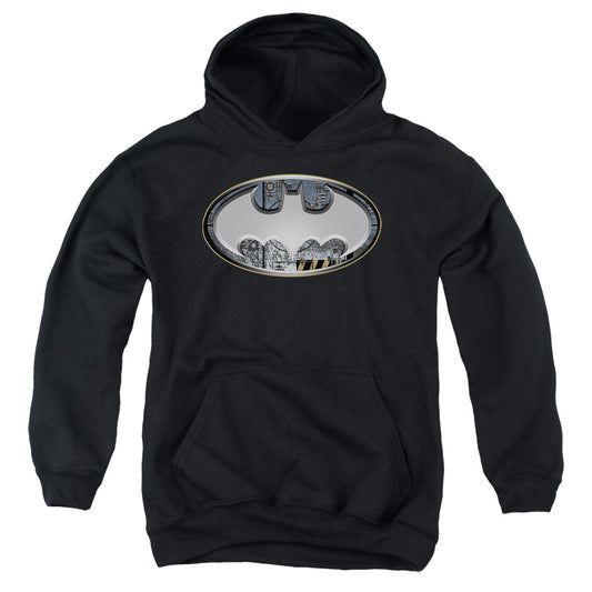 Batman Steel Wall Shield Kids Youth Hoodie Black