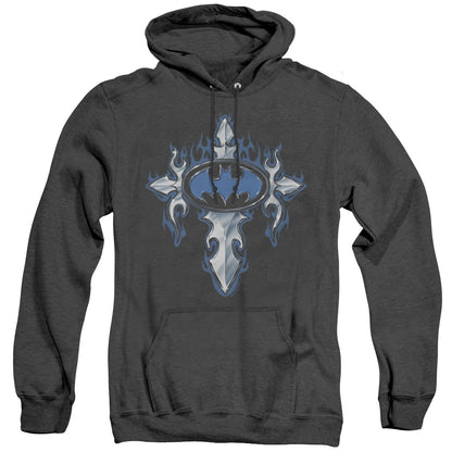 Batman Gothic Steel Logo Heather Mens Hoodie Black