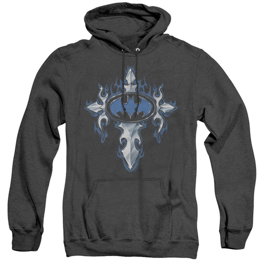 Batman Gothic Steel Logo Heather Mens Hoodie Black