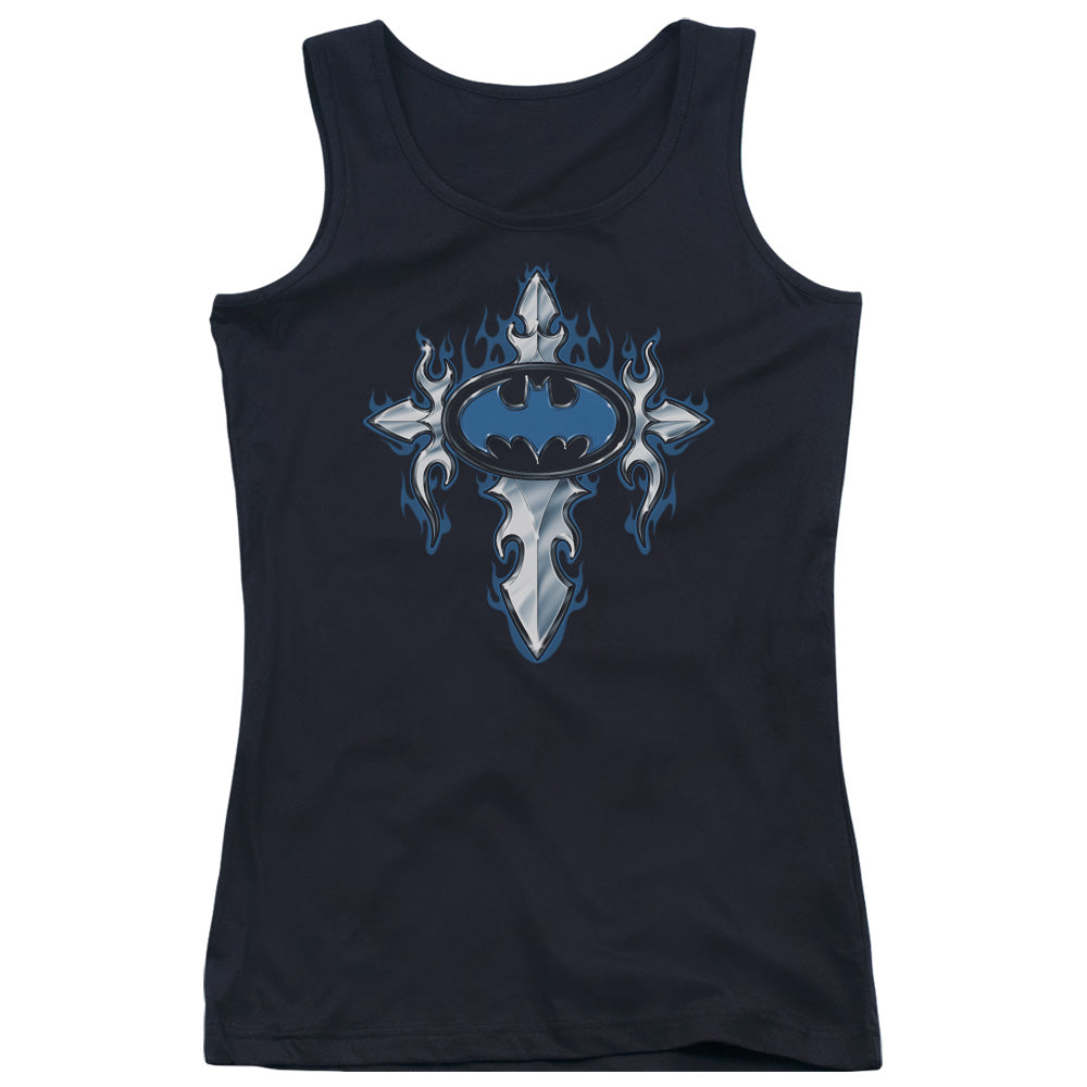 Batman Gothic Steel Logo Womens Tank Top Shirt Black