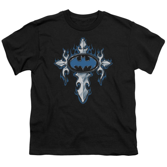 Batman Gothic Steel Logo Kids Youth T Shirt Black