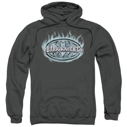 Batman Dark Knight Steel Shield Mens Hoodie Charcoal