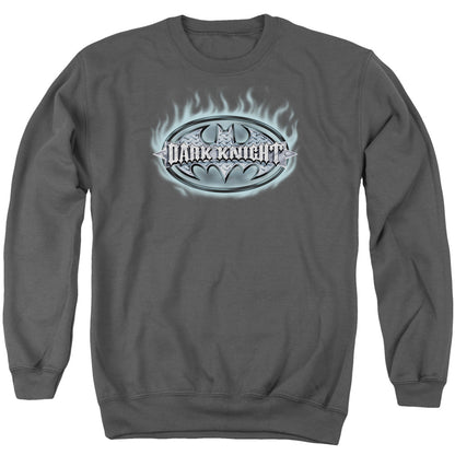 Batman Dark Knight Steel Shield Mens Crewneck Sweatshirt Charcoal