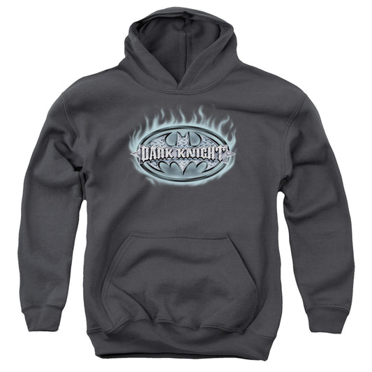 Batman Dark Knight Steel Shield Kids Youth Hoodie Charcoal