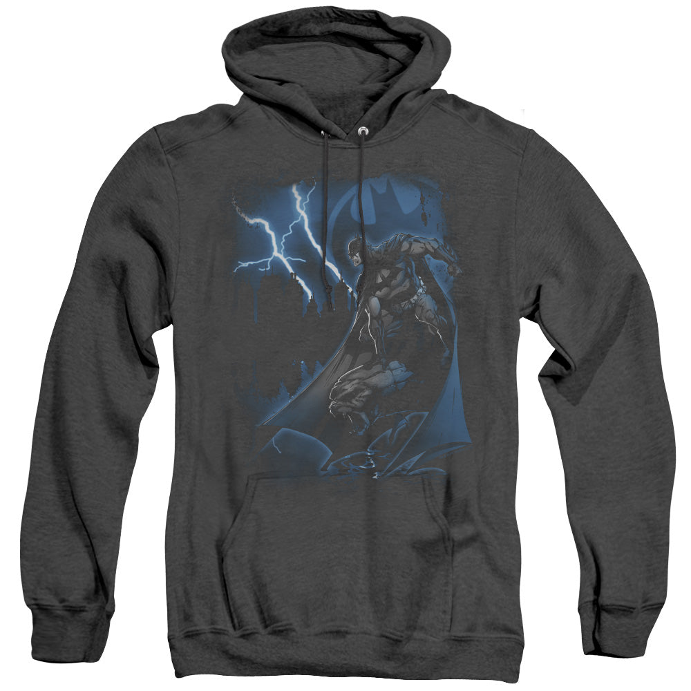 Batman Lightning Strikes Heather Mens Hoodie Black
