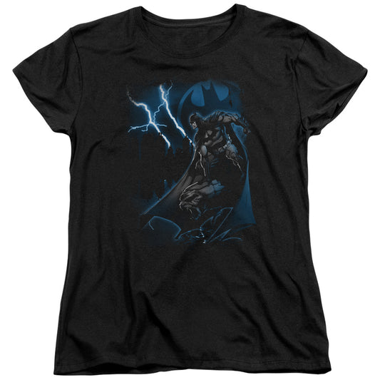 Batman Lightning Strikes Womens T Shirt Black