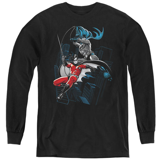 Batman Black And White Long Sleeve Kids Youth T Shirt Black